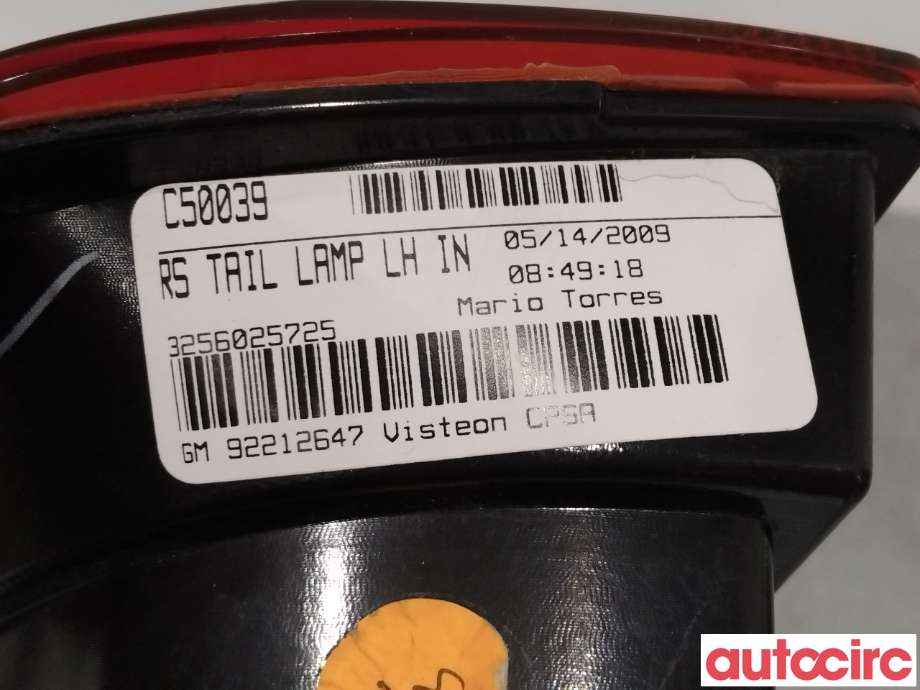 Baklykt venstre til Chevrolet Camaro 1967-->>  (CHEVROLET|92244323|C50039|92212647)