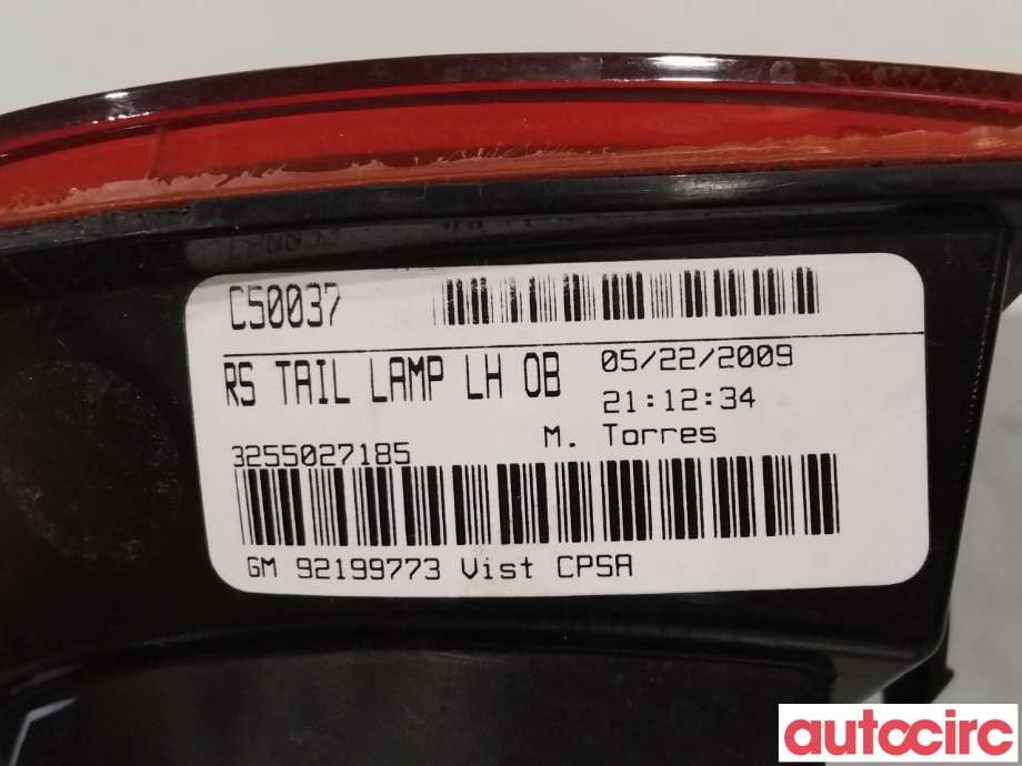 Baklykt venstre til Chevrolet Camaro 1967-->> (CHEVROLET|92244325|C50037|92199773)