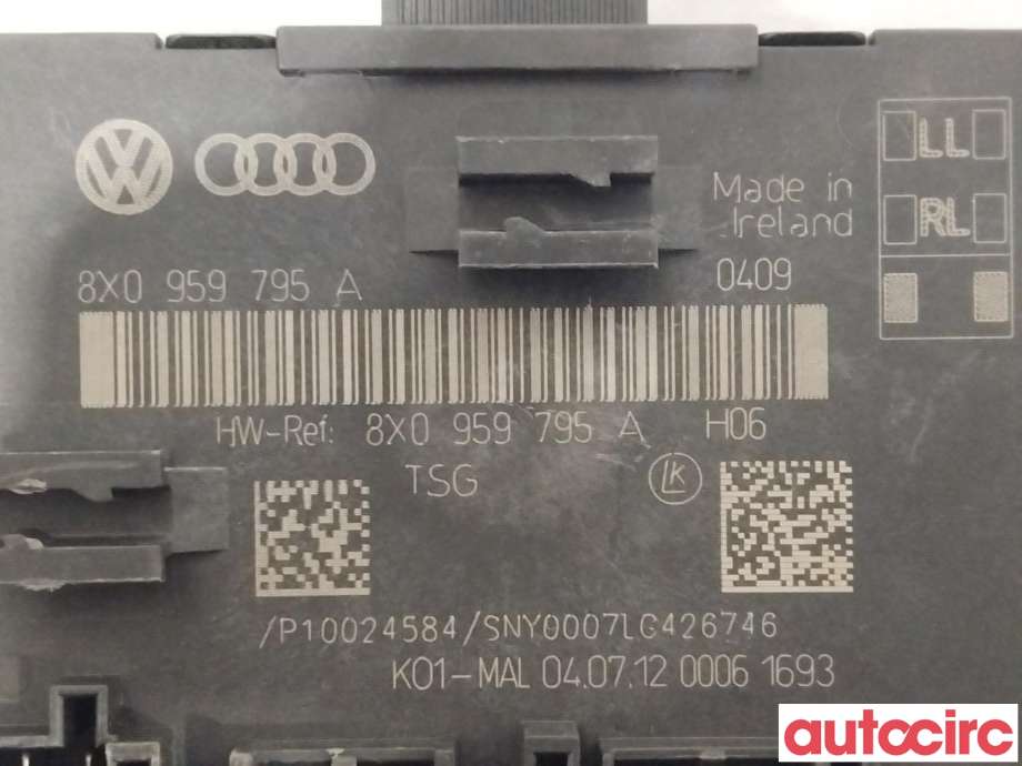 Styreenhet dør venstre foran til Audi Q3 2011-2014 (Type I, Fase 1) (AUDI|8X0959795C||8X0959795A)