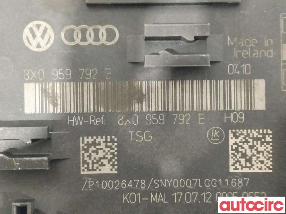 Styreenhet dør venstre foran til Audi Q3 2011-2014 (Type I, Fase 1) (AUDI|8X0959792H||8X0959792E)