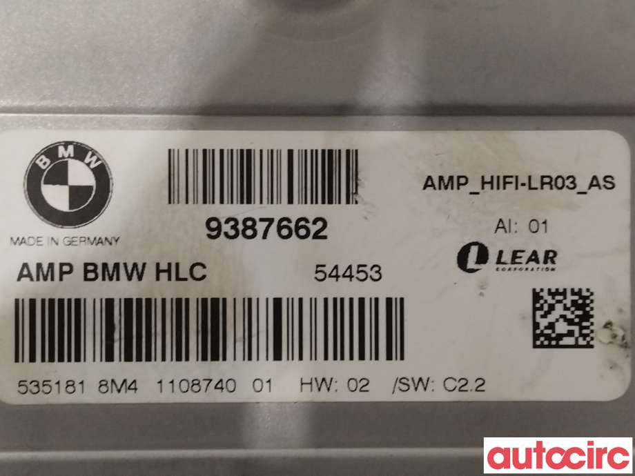 Bilstereo forsterker til BMW 3-Serie 2012-2018 (F30/F31/F34) (F30/F31/F34) (BMW|65126838829|9387662)