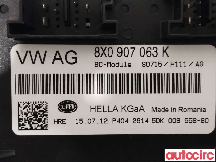 Styreenhet comfort (BCM) til Audi Q3 2011-2014 (Type I, Fase 1)  (AUDI|8X0907063N|8X0907063K)