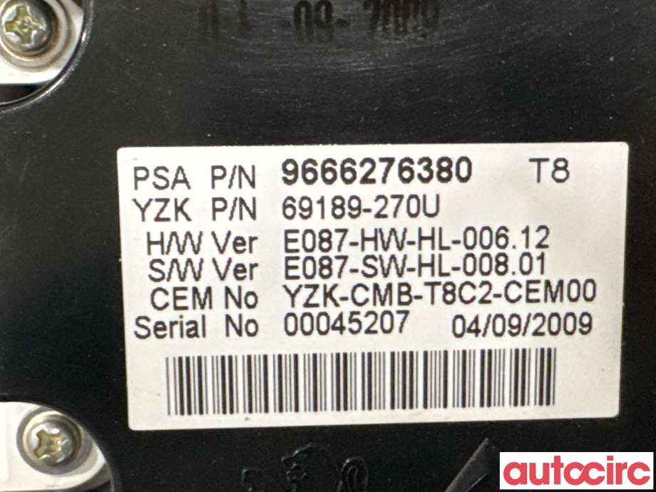 Instrumentpanel til Peugeot 3008 2009-2016 (Type I)  (PEUGEOT|6103Y4|96189-270U|9805170680)