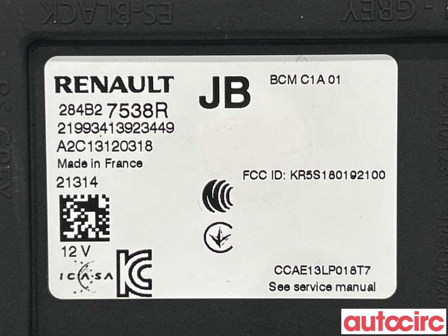 Styreenhet comfort (BCM) til Renault Zoe 2013-2019 (Fase 1)  (RENAULT|284B27538R)