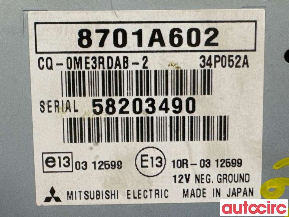 Bilstereo diverse til Mitsubishi Outlander 2015-->> (Type III, Fase 2)  (MITSUBISHI|8701A602|CQ-0ME3RDAB-2)