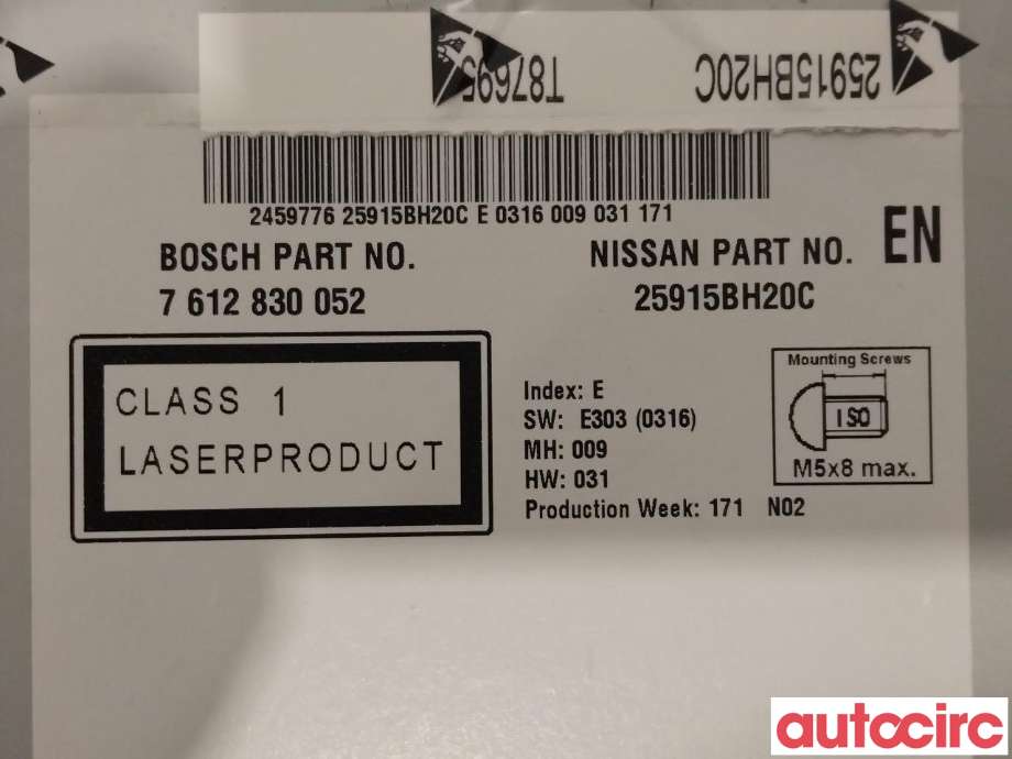 Bilstereo til Nissan Qashqai 2010-2014 (Type I, Fase 2)  (NISSAN|25915BH20C)