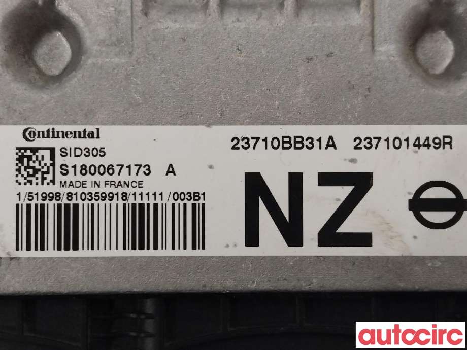 Styreenhet motor til Nissan Qashqai 2010-2014 (Type I, Fase 2)  (NISSAN|23710BR30A|S180067173A|23710BB31A)