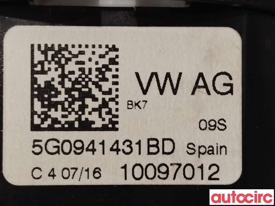 Bryter lys til VW Golf VII 2012-2017 (Fase 1)  (VOLKSWAGEN|5G0941431BD)