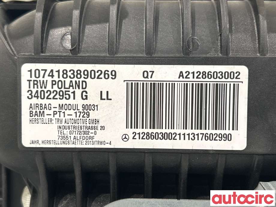 Airbag passasjer til Mercedes E-Klasse 2013-2016 (Fase 2) (W212) (W212) (MERCEDES|A2128603002)