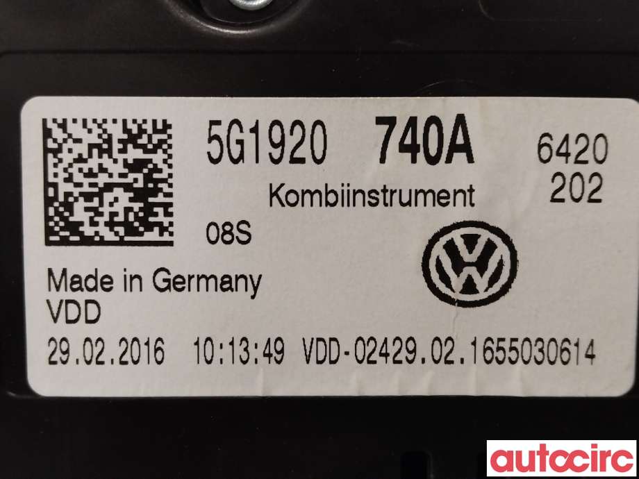 Instrumentpanel til VW Golf VII 2012-2017 (Fase 1) (VOLKSWAGEN|5G1920740A)
