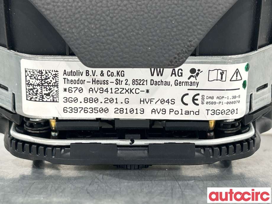 Airbag rattpute til VW Passat 2015-2019 (Fase 1) (B8) (B8) (VOLKSWAGEN|3G0880201G)