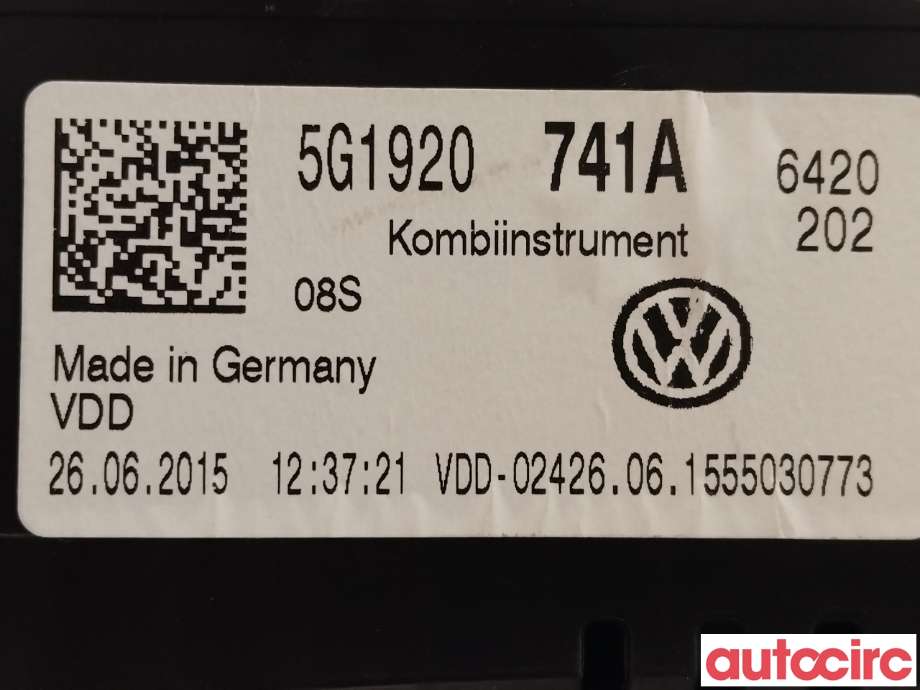 Instrumentpanel til VW Golf VII 2012-2017 (Fase 1) (VOLKSWAGEN|5G1920741A)