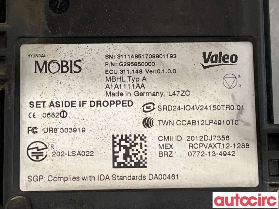 Sensor radar til Hyundai Ioniq Electric 2016-2019 (Fase 1) (HYUNDAI|95811G2000||G295850000)