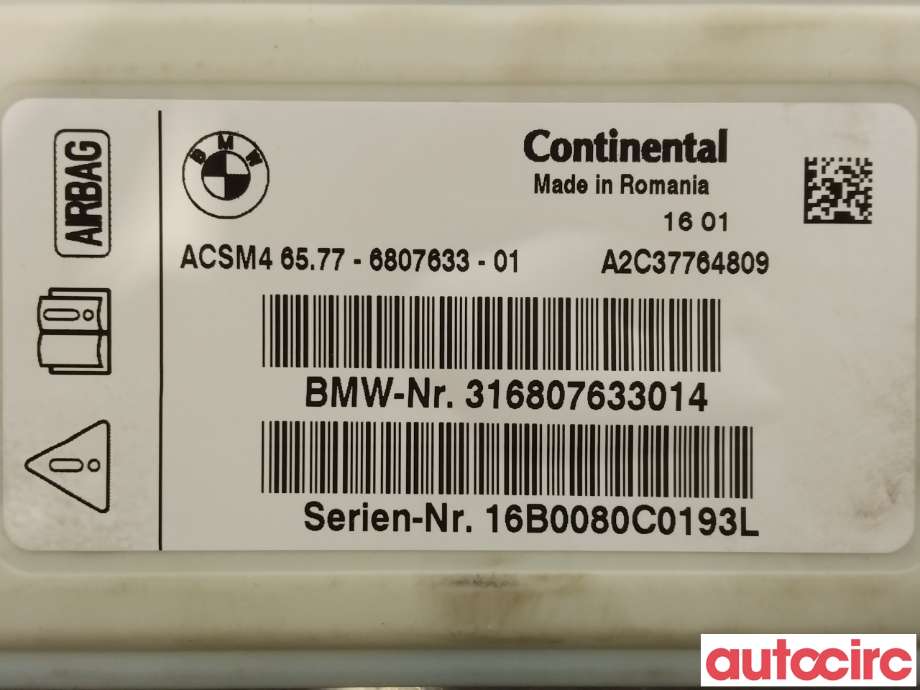 Airbag elektronikk til BMW X3 2010-2017 (F25) (F25) (BMW|65776807633)
