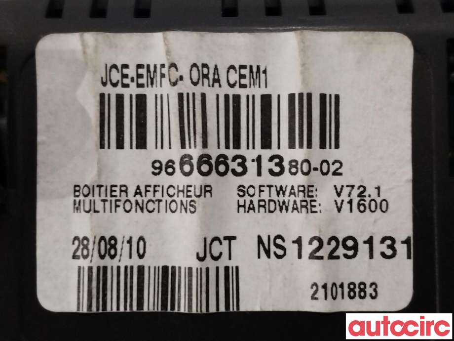 Multimedia display (MCU - Media Controller Unit) til Peugeot 5008 2010-2017 (Type I) (PEUGEOT|9821851780|6593T8|9666631380)