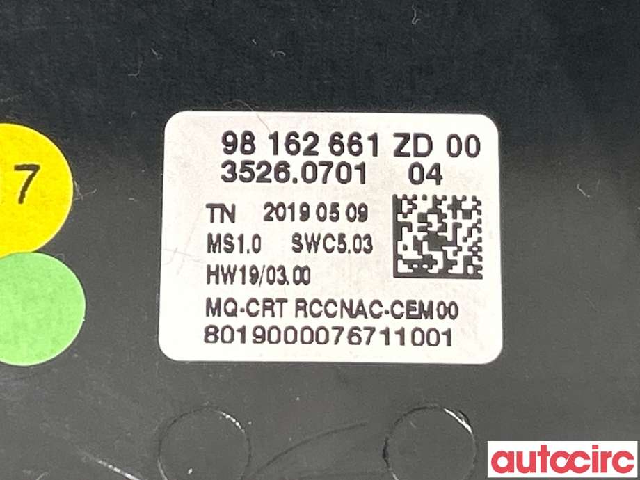 Instrument kjørecomputer til Peugeot Partner 2015-2019 (Type II, Fase 2)  (PEUGEOT|98345773ZD|98162661ZD)