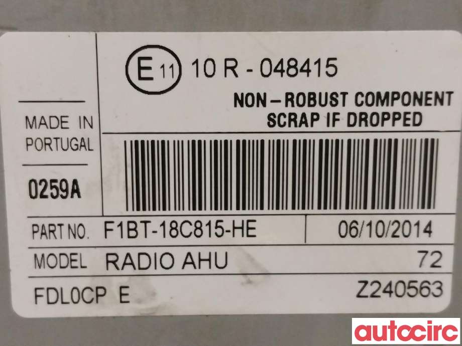 Bilstereo til Ford Transit Custom 2013-2023 (Type I)  (FORD|1856711||F1BT-18C815-HE)