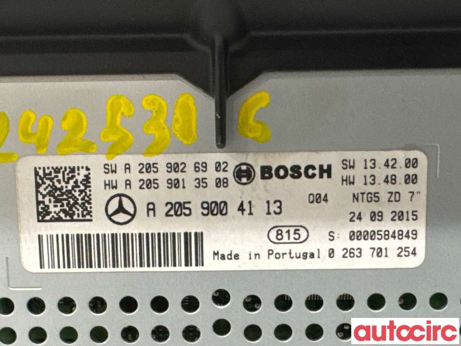 Instrument kjørecomputer til Mercedes C-Klasse 2014-2018 (Fase 1) (W205) (W205) (MERCEDES|A2059004113|0263701254)
