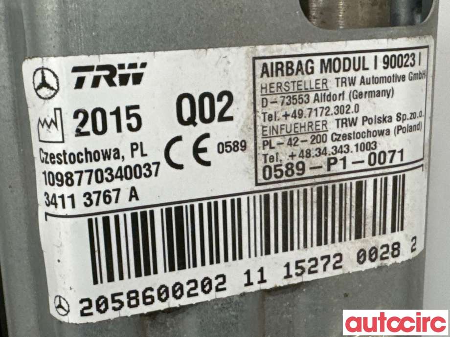 Airbag kne til Mercedes C-Klasse 2014-2018 (Fase 1) (W205) (W205) (MERCEDES|A2058600202||2058600202)
