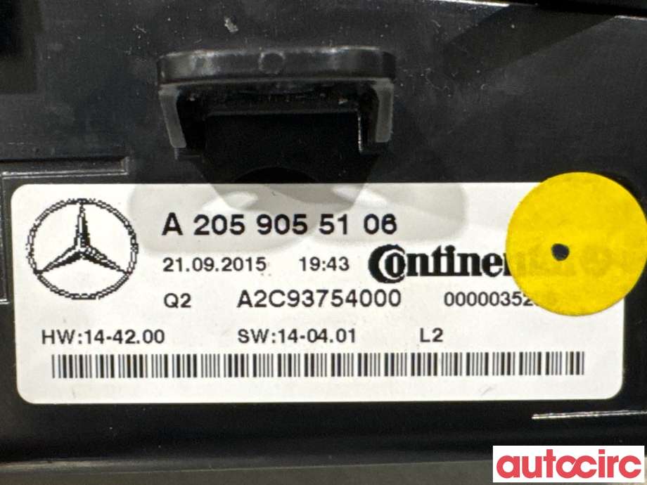Varmeapparat betjening til Mercedes C-Klasse 2014-2018 (Fase 1) (W205) (W205) (MERCEDES|A2059059213|A2C93754000|A2059054615)