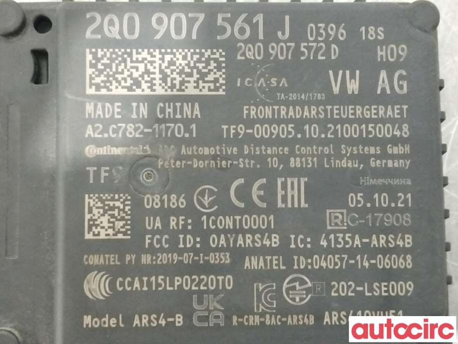 Sensor radar til VW T-Roc 2017-->>  (VOLKSWAGEN|2Q0907561J)
