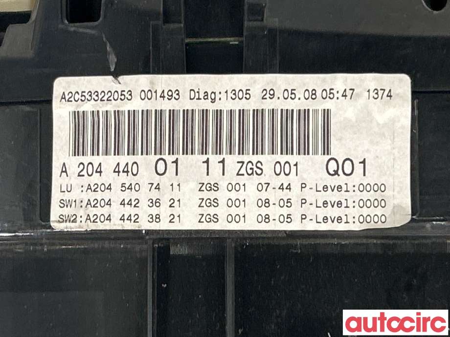 Instrumentpanel til Mercedes C-Klasse 2007-2011 (Fase 1) (W204) (W204) (MERCEDES|A2049004300|A2044400111)