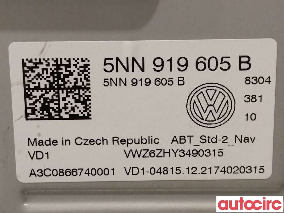 Multimedia display (MCU - Media Controller Unit) til VW T-Roc 2017-->> (VOLKSWAGEN|5NN919605B)