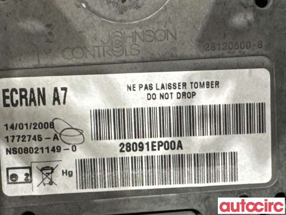 Instrument kjørecomputer til Nissan Qashqai 2007-2010 (Type I, Fase 1) (NISSAN|28091EP000|1772745-A|28091EP00A)