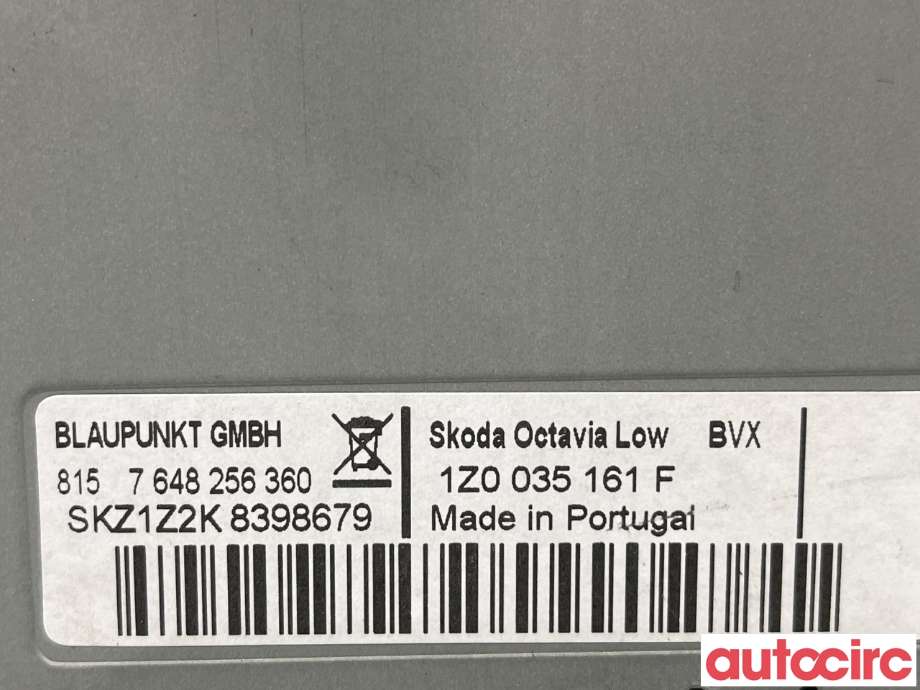 Bilstereo til Škoda Octavia 2009-2013 (Type II, Fase 2)  (SKODA|1Z0035161G|1Z0035161F)