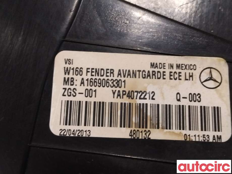 Baklykt venstre til Mercedes ML 2011-2015 (Fase 1) (W166) (W166) (MERCEDES|A1669063301|YAP4072212)