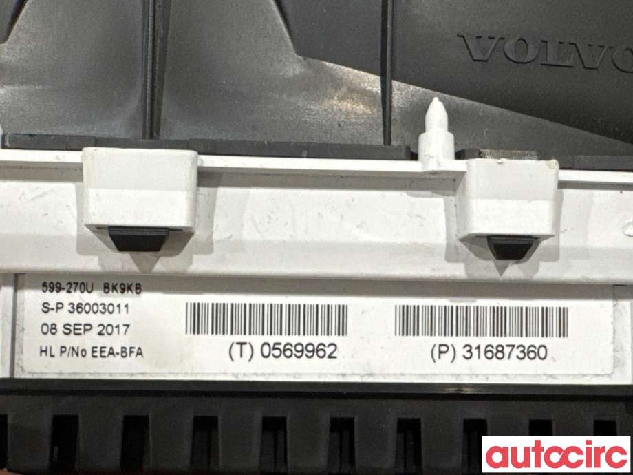 Instrumentpanel til Volvo V60/V60 CC 2013-2018 (Type I, Fase 2)  (VOLVO|36003011|599-270U|31687360)