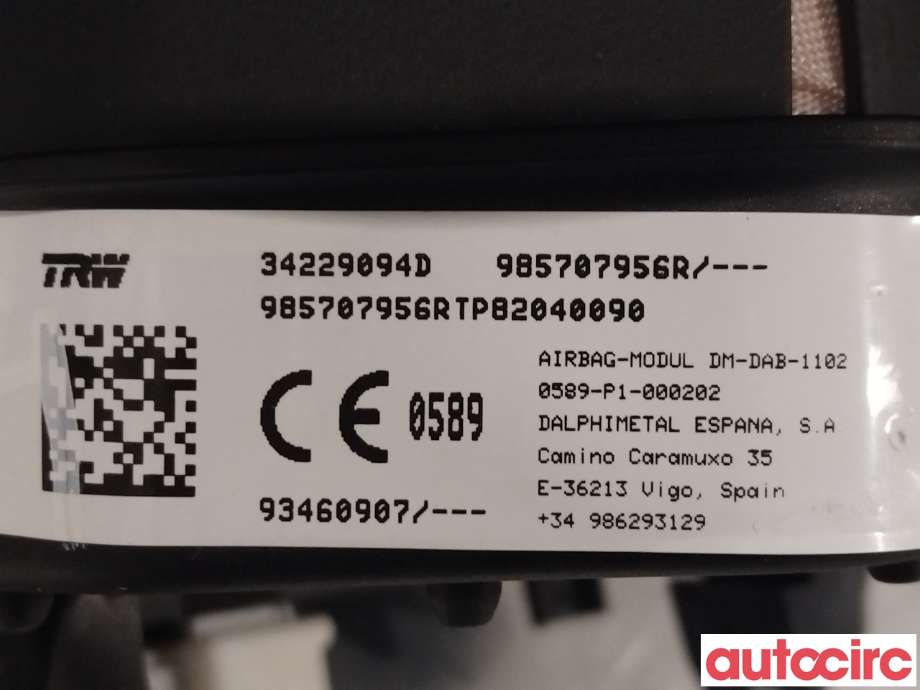 Airbag rattpute til Nissan NV300 2016-->>  (NISSAN|9851000Q1F|985707956R)