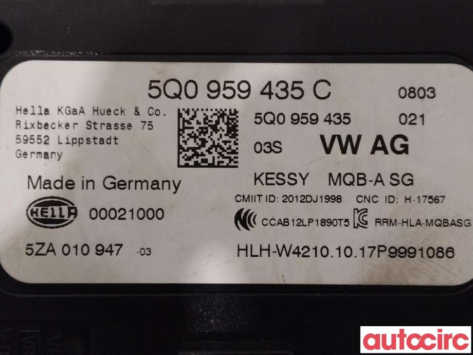 Styreenhet nøkkelfri/keyless til VW e-Golf 2017-2020 (Fase 2)  (VOLKSWAGEN|5Q0959435C)