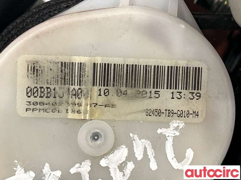 Sikkerhetsbelte bak høyre til Honda Civic 2012-2015 (Type IX, Fase 1)  (HONDA|04824-TB9-M00ZB|82450-TB9-G010-M4)