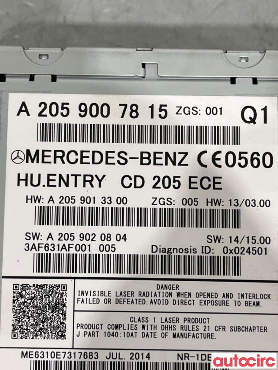 Bilstereo navigasjon spiller til Mercedes C-Klasse 2014-2018 (Fase 1) (W205) (W205) (MERCEDES|A2059000241||A2059007815)