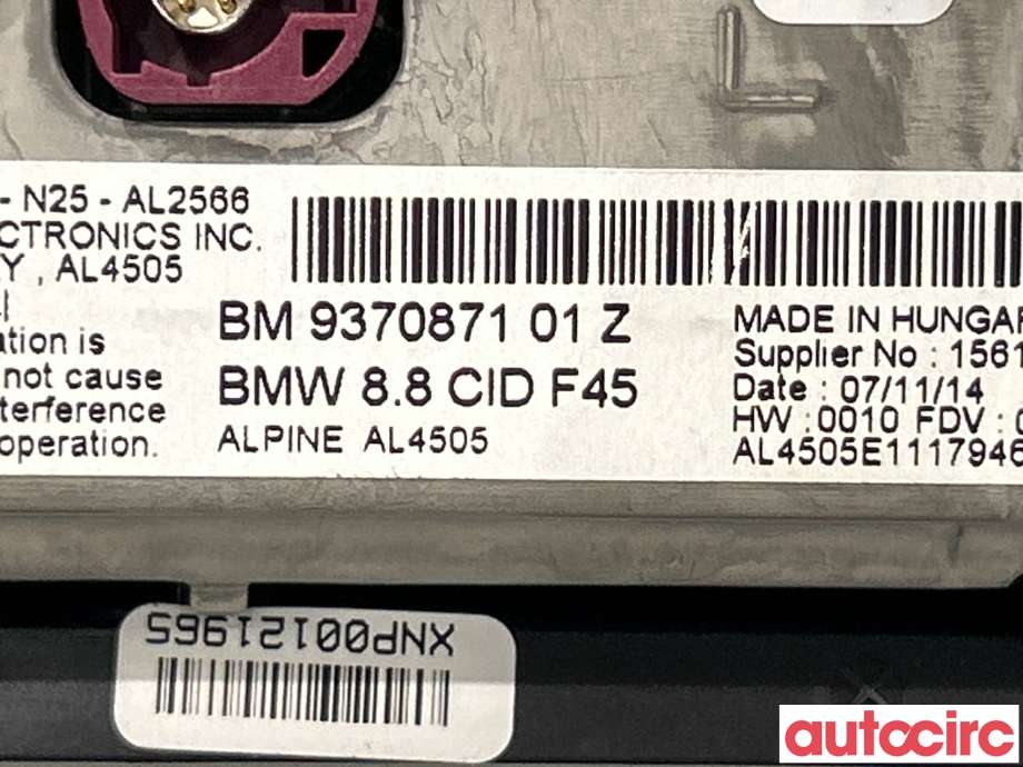 Instrument kjørecomputer til BMW 2-Serie 2014-2021 (F22/F23) (F22/F23) (BMW|65509387450|9370871)