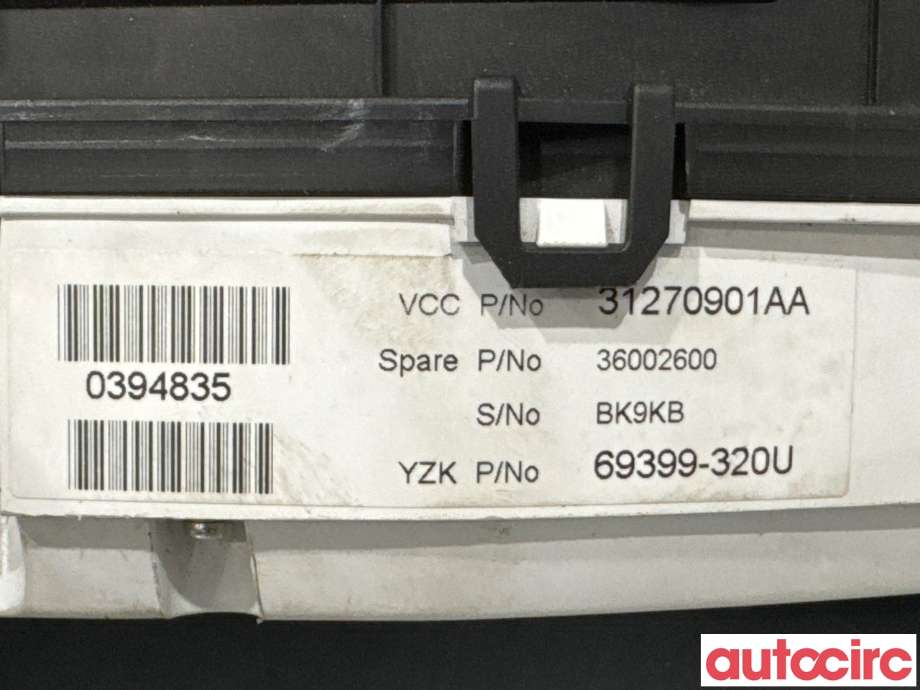 Instrumentpanel til Volvo V70 2007-2013 (Type III, Fase 1)  (VOLVO|36002600|69399-320U)