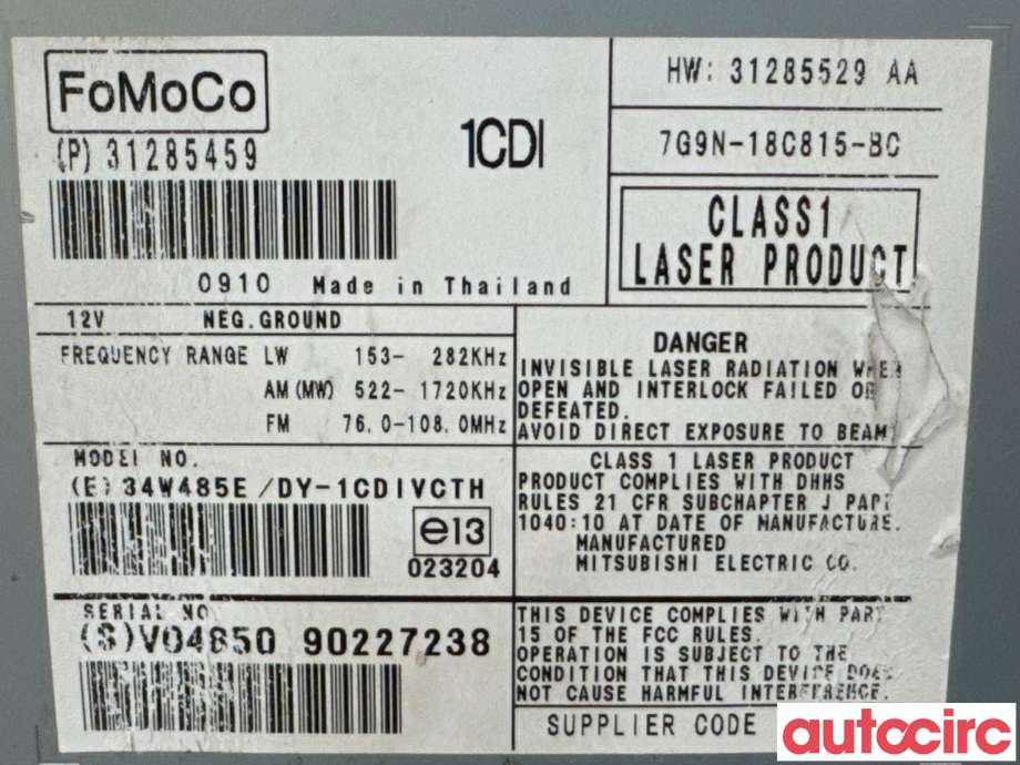 Bilstereo til Volvo V70 2007-2013 (Type III, Fase 1) (VOLVO|36050930|DY-1CDIVCTH|31285529)