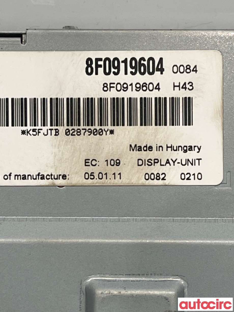Multimedia display (MCU - Media Controller Unit) til Audi A4 2007-2014 (Type IV) (B8) (B8) (AUDI|8R0919604A||8R0919604)
