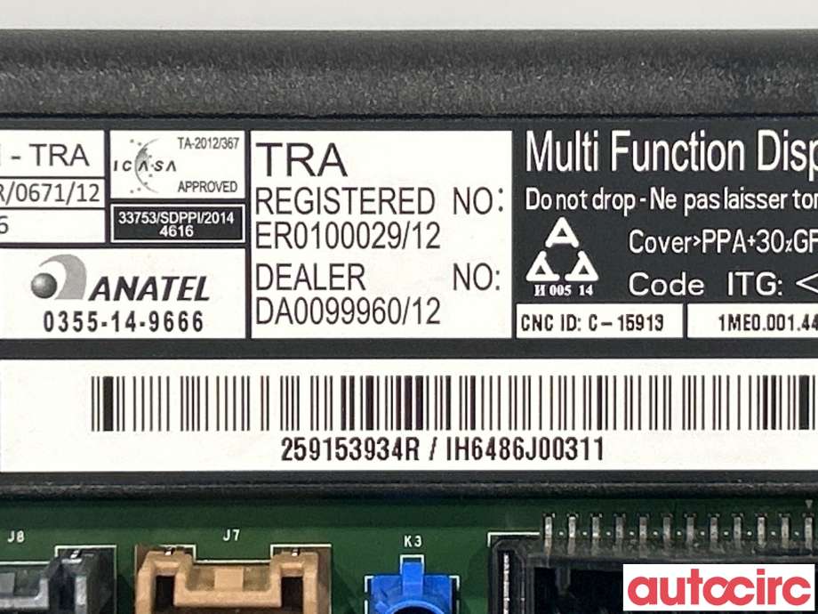 Instrument kjørecomputer til Renault Zoe 2013-2019 (Fase 1)  (RENAULT|259153934R)