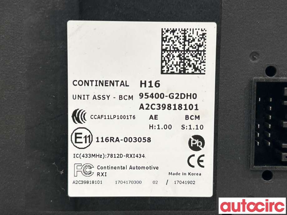 Styreenhet comfort (BCM) til Hyundai Ioniq Electric 2016-2019 (Fase 1)  (HYUNDAI|95400G2DH0)