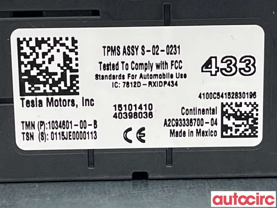 Sensor dekktrykk til Tesla Model S 2016-2021 (Fase 2) (TESLA|1034601-00-B|S020231)