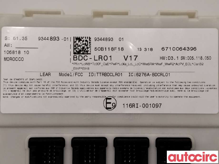 Sikringsboks til BMW X5 2013-2018 (F15) (F15) (BMW|61355B5D695|116RI-001097|61359344893)