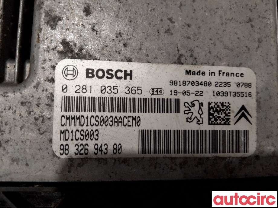 Styreenhet motor til Peugeot Partner 2015-2019 (Type II, Fase 2)  (PEUGEOT|1631625480|0281035365|9832694380)