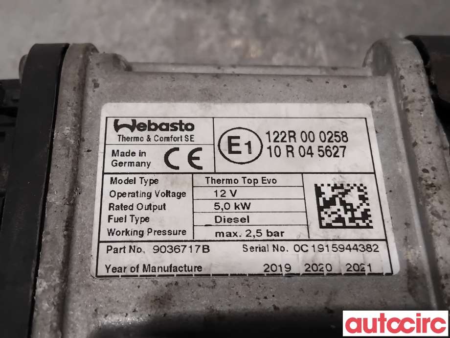 Dieselvarmer til Ford Transit Connect 2018-->> Type II, Fase 2 (FORD|2723349|9036717B|)