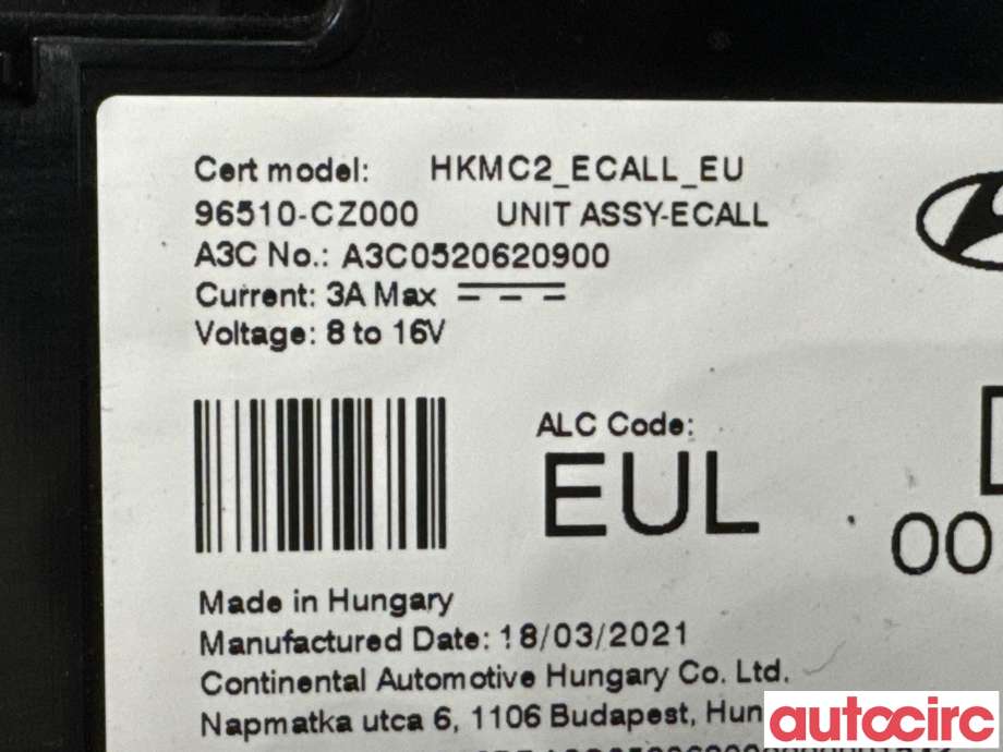 Styreenhet diverse til Hyundai Tucson 2021-->> (HYUNDAI|96510CZ000|A3C0520620900|96510-CZ000)