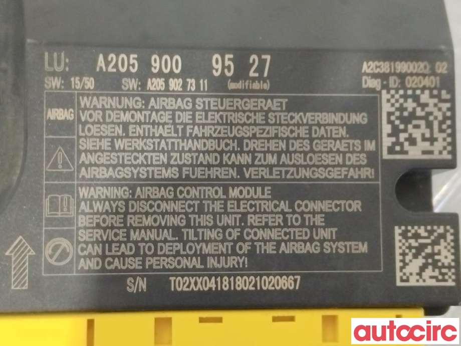 Airbag elektronikk til Mercedes C-Klasse 2018-2021 (Fase 2) (W205) (W205) (MERCEDES|A2059009527)