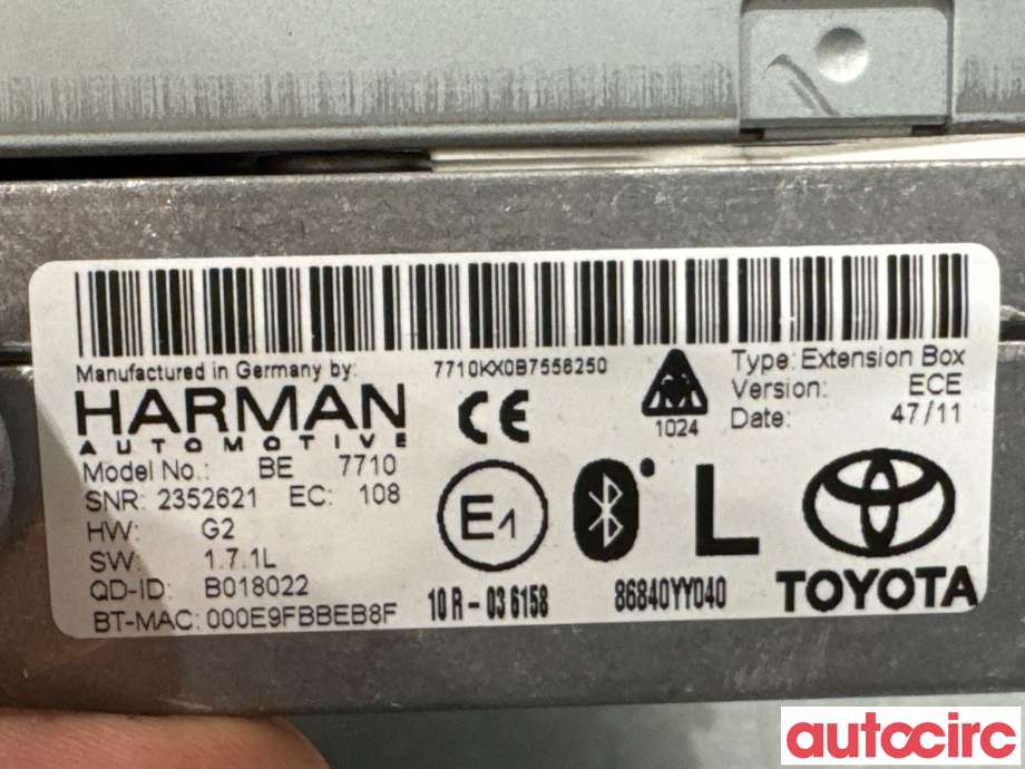Bilstereo navigasjon til Toyota Avensis 2009-2015 (Type III, Fase 1) (TOYOTA|8614005010|CV-VS61F0AE|86140-05010)