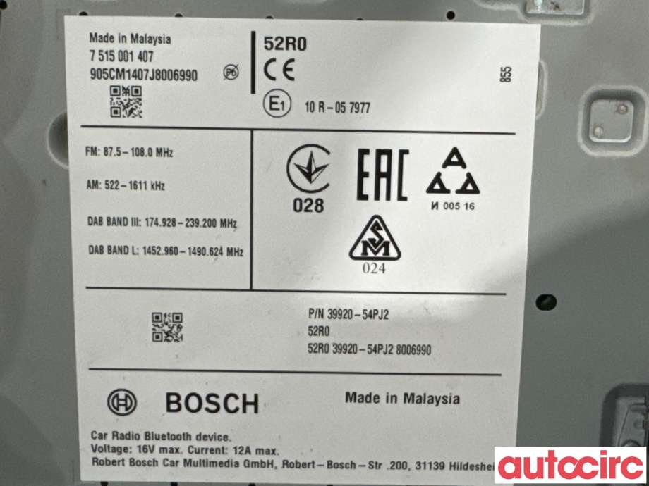 Bilstereo til Suzuki Vitara 2015-->> (Type IV)  (SUZUKI|39920-54P71-DB7||39920-54PJ2)
