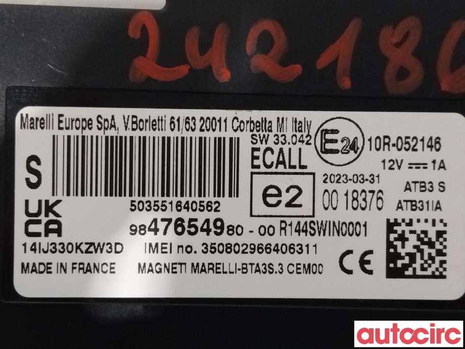 Styreenhet diverse til Opel Mokka E 2020-->> (Type II)  (OPEL|NO NR||9847654980)